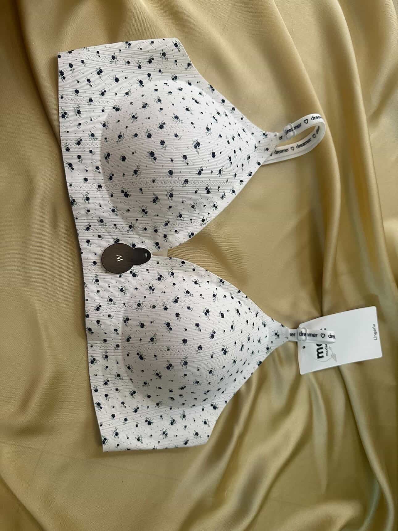 Floral Print Pointelle Padded Non-Wired Comfort Bra