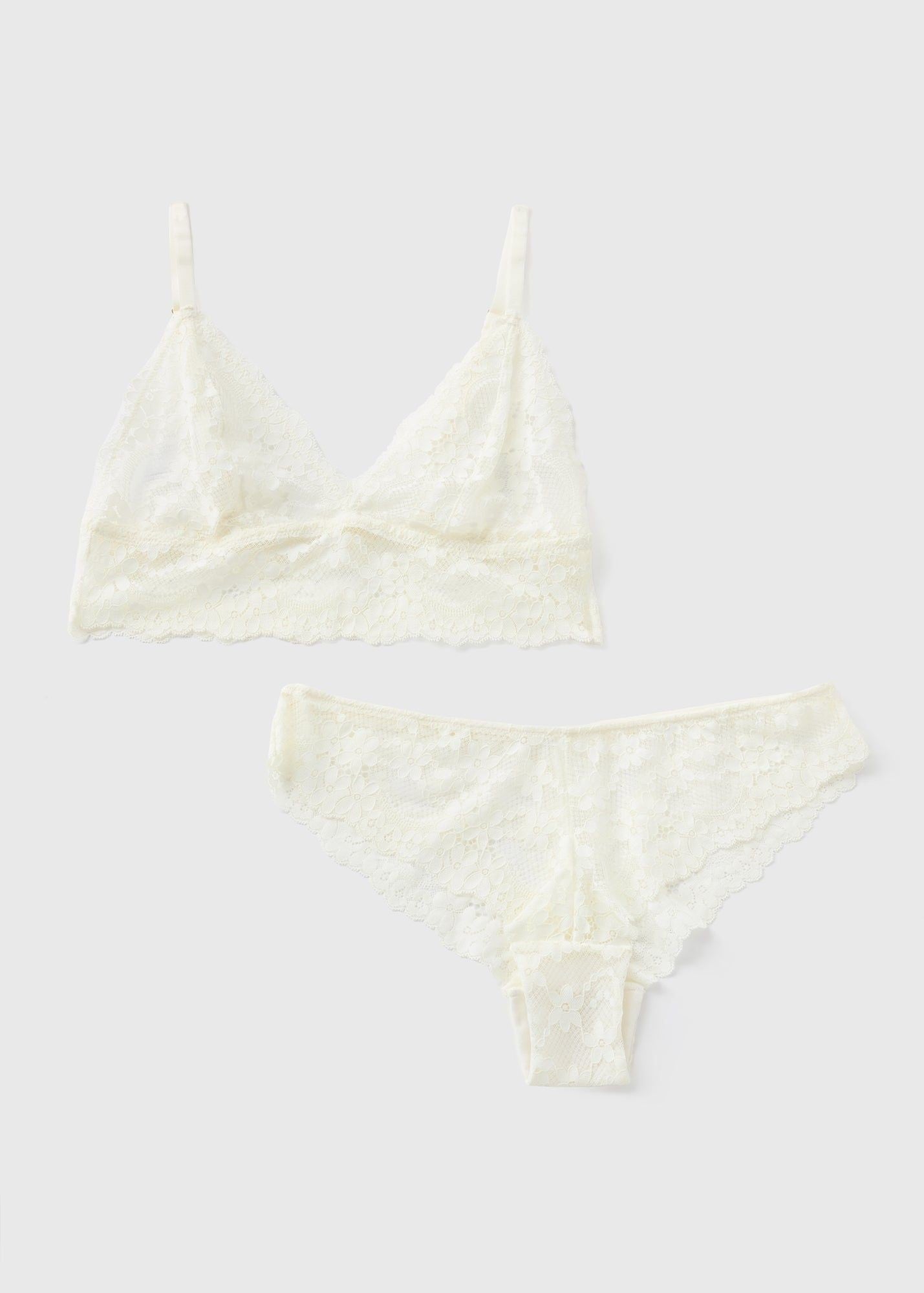 Lace Bralette & Knickers Set-Off White