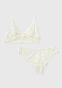 Lace Bralette & Knickers Set-Off White
