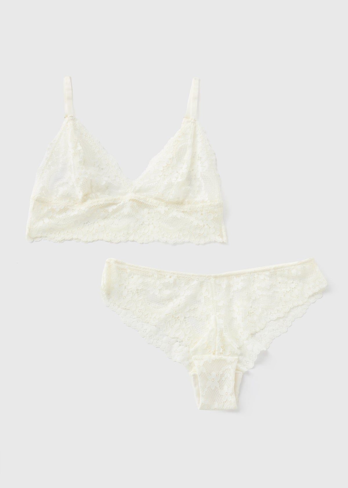 Lace Bralette & Knickers Set-Off White