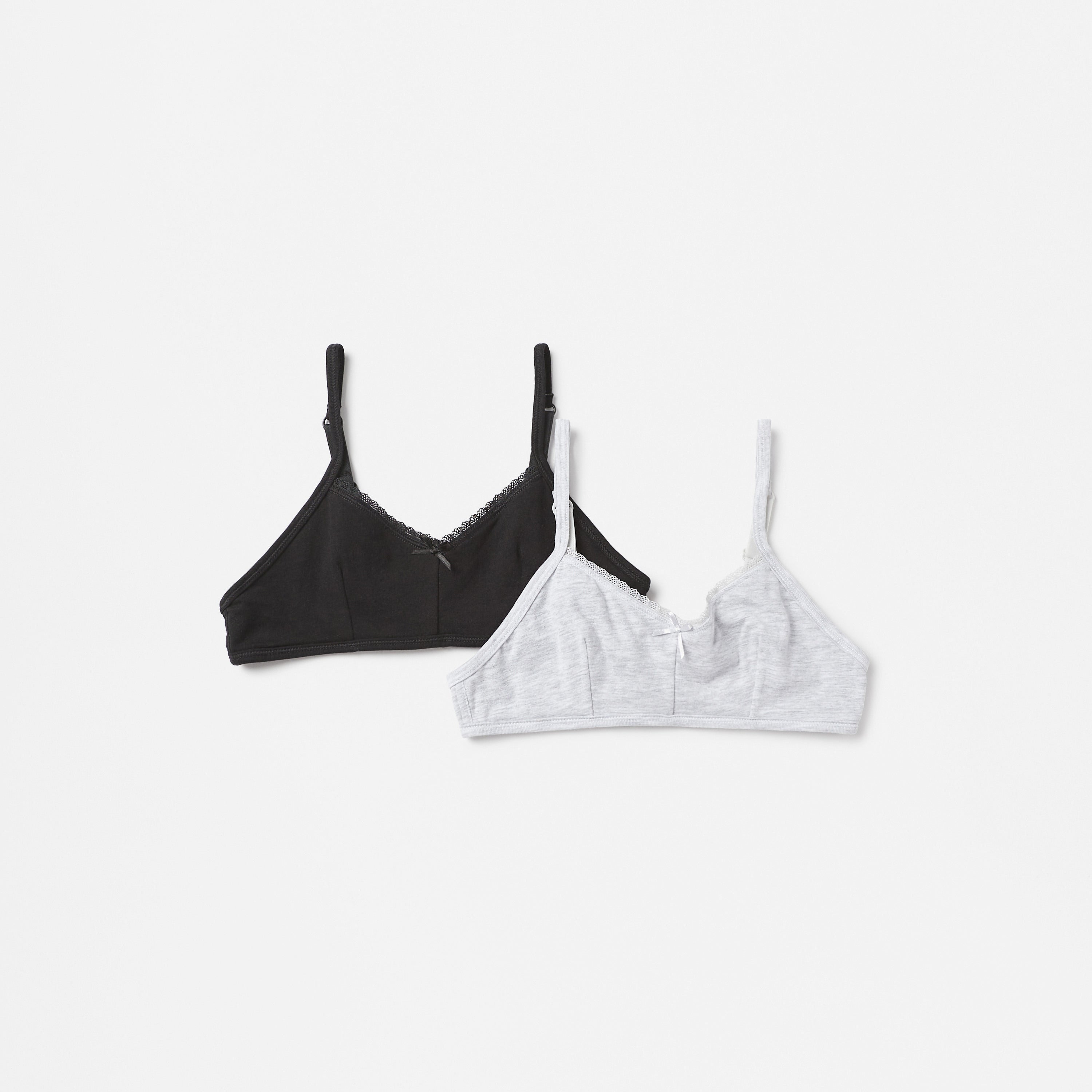 Pack of 2 - Plain Bra with Lace Trim