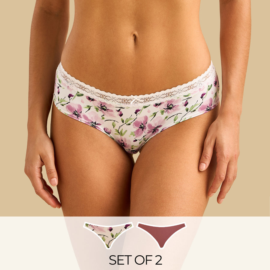 Pack of 2 - Lace Trim Briefs