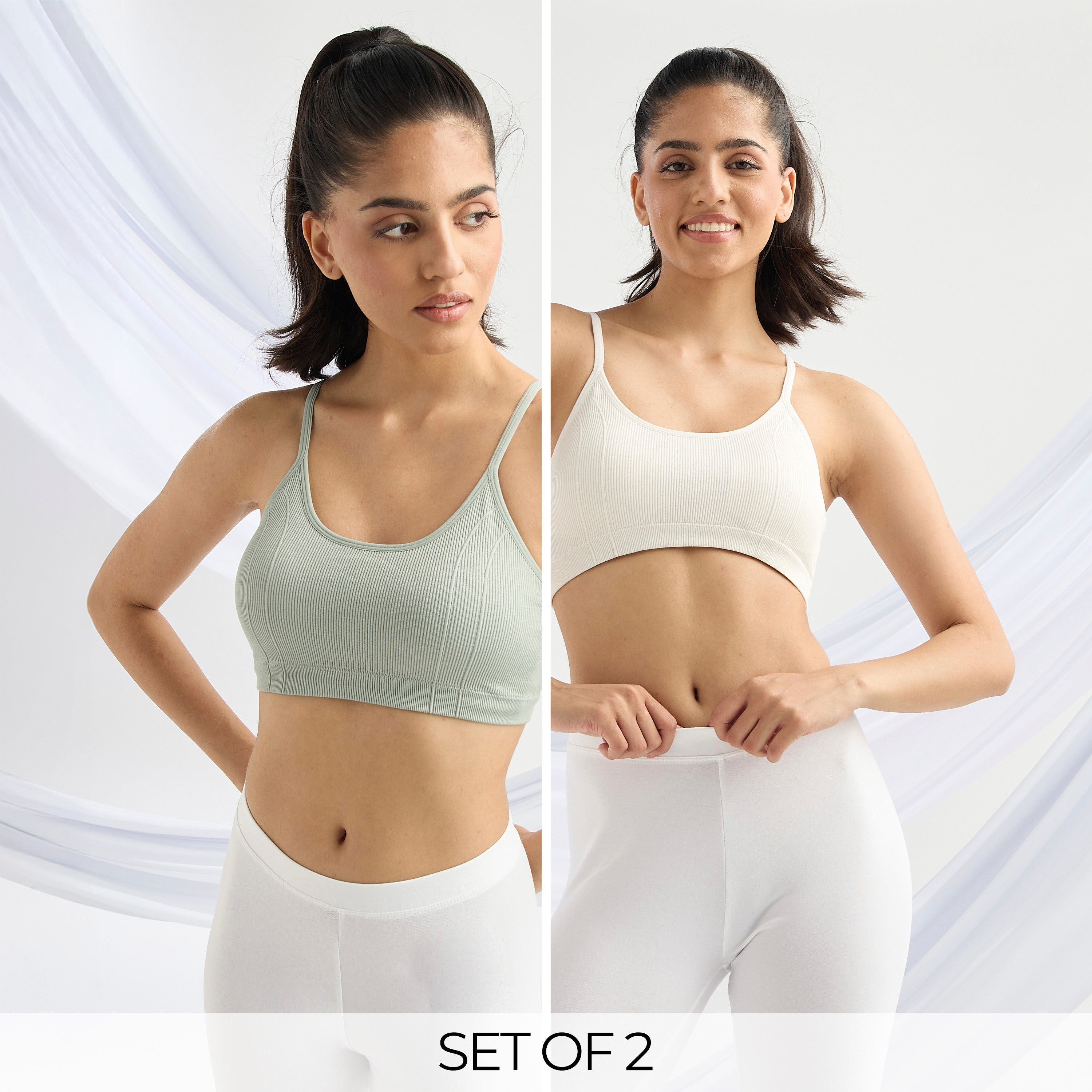 Pack of 2 - Ribbed Seamless Sports Bra