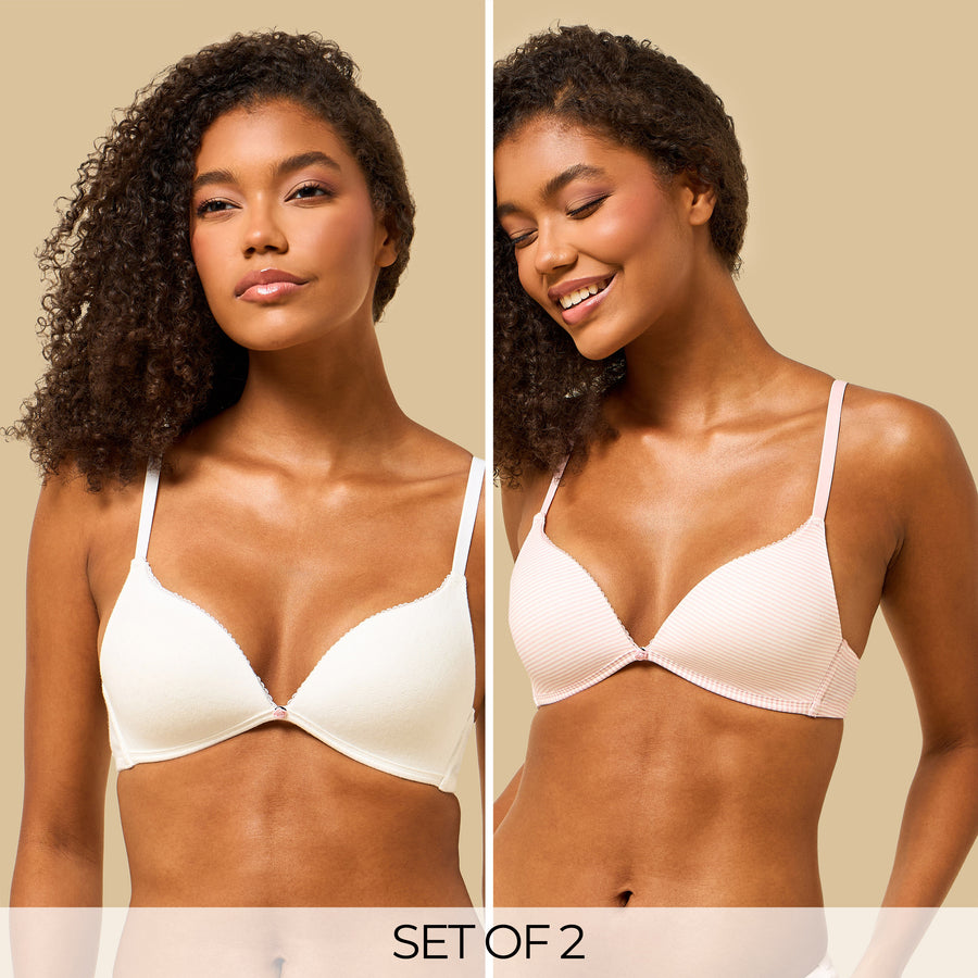 Pack of 2 - Cotton Padded A-frame Bra