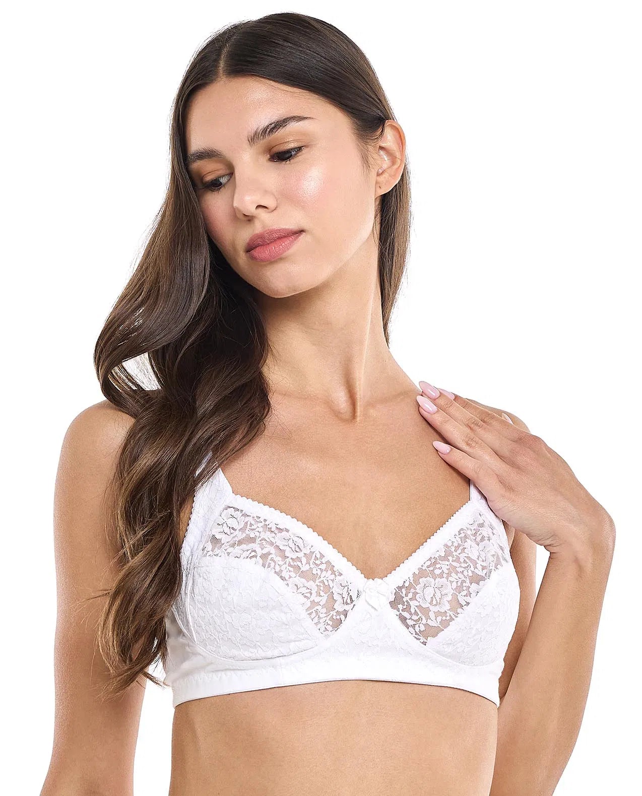 R&B  Lace Trim Non padded Bra with three Hooks