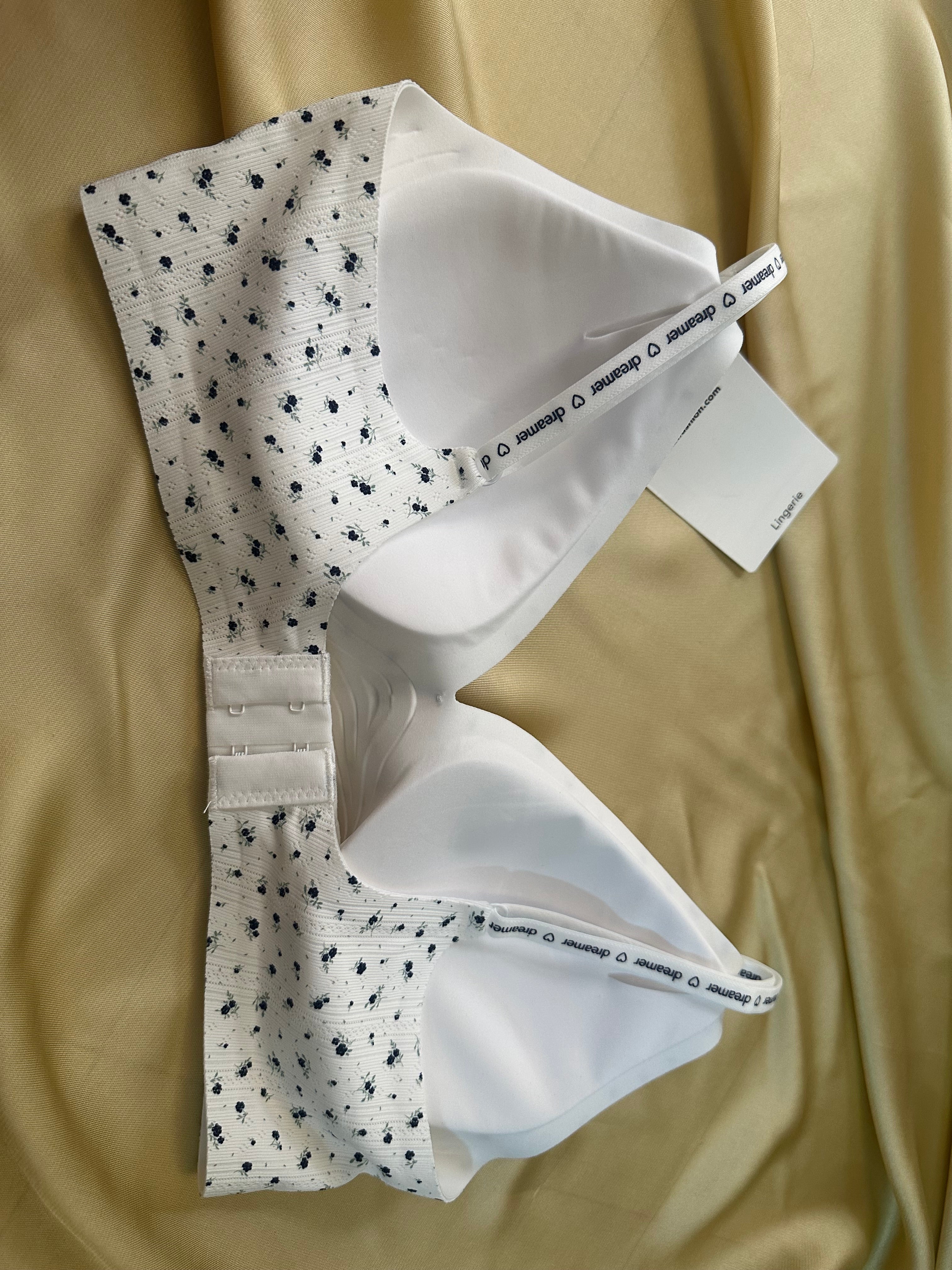 Floral Print Pointelle Padded Non-Wired Comfort Bra