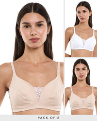 Pure Cotton Double layered  Lace Trim Non-Padded R&B BRA