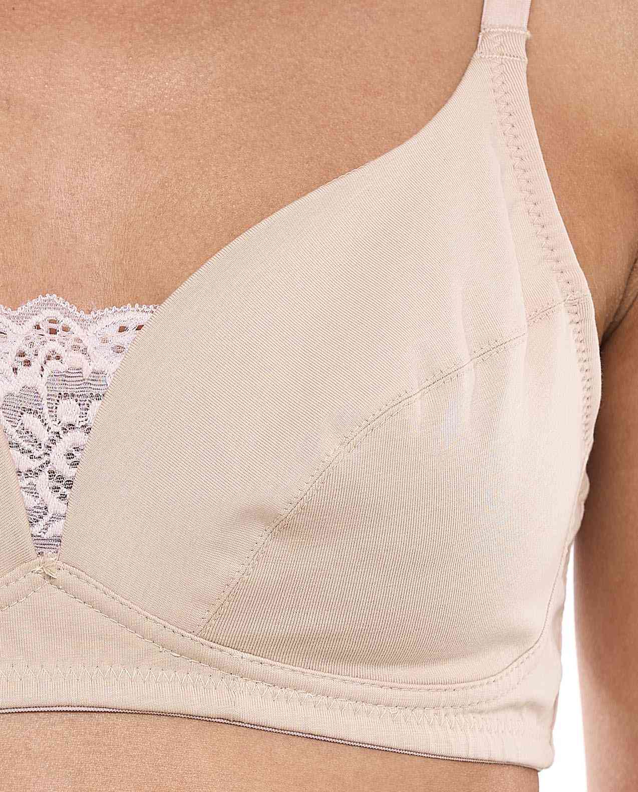 Pure Cotton Double layered  Lace Trim Non-Padded R&B BRA