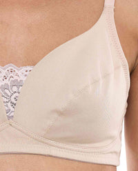Pure Cotton Double layered  Lace Trim Non-Padded R&B BRA