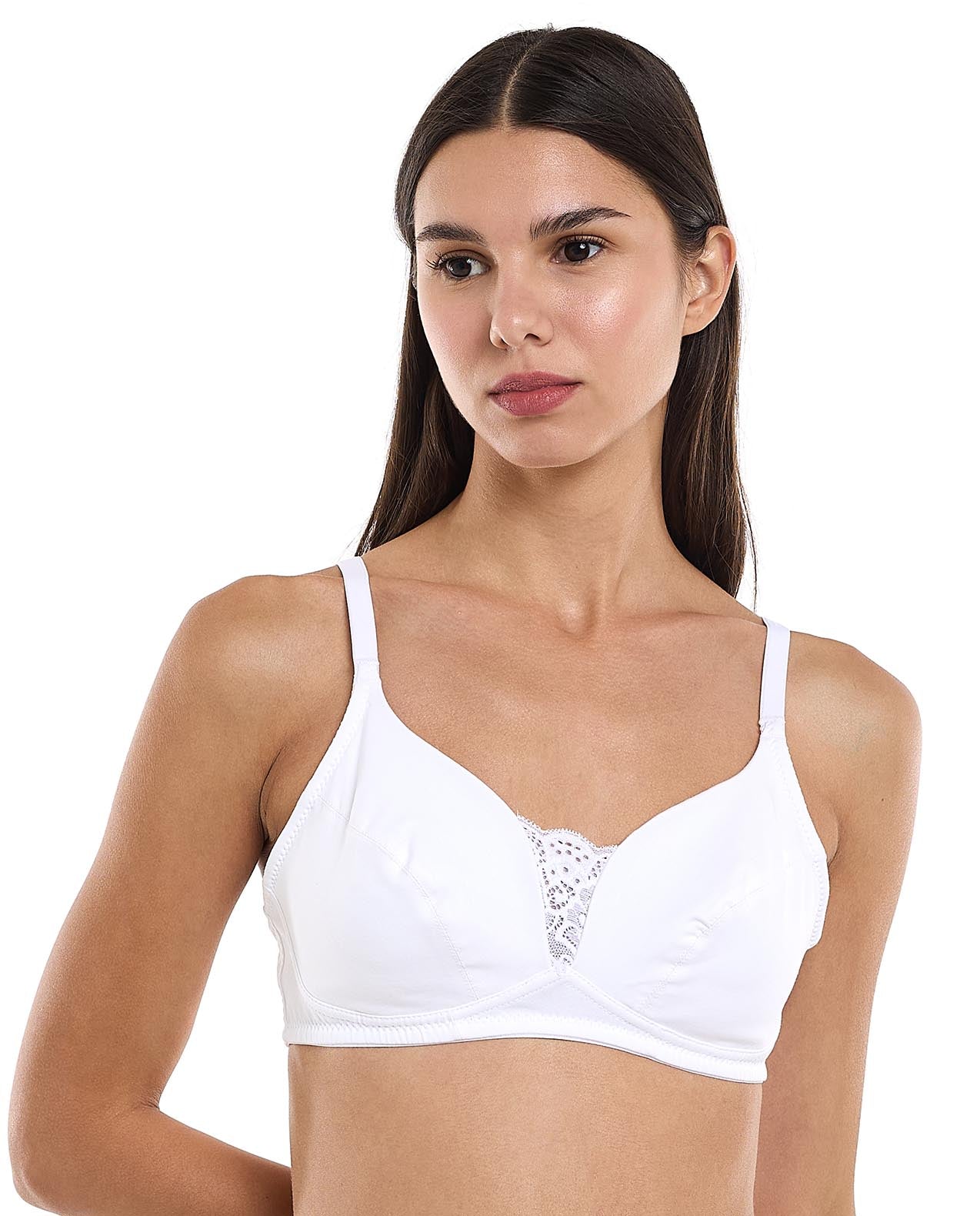 Pure Cotton Double layered  Lace Trim Non-Padded R&B BRA