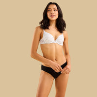 Pack of 3 - Ribbed Microfiber Padded Wired Plunge Bra