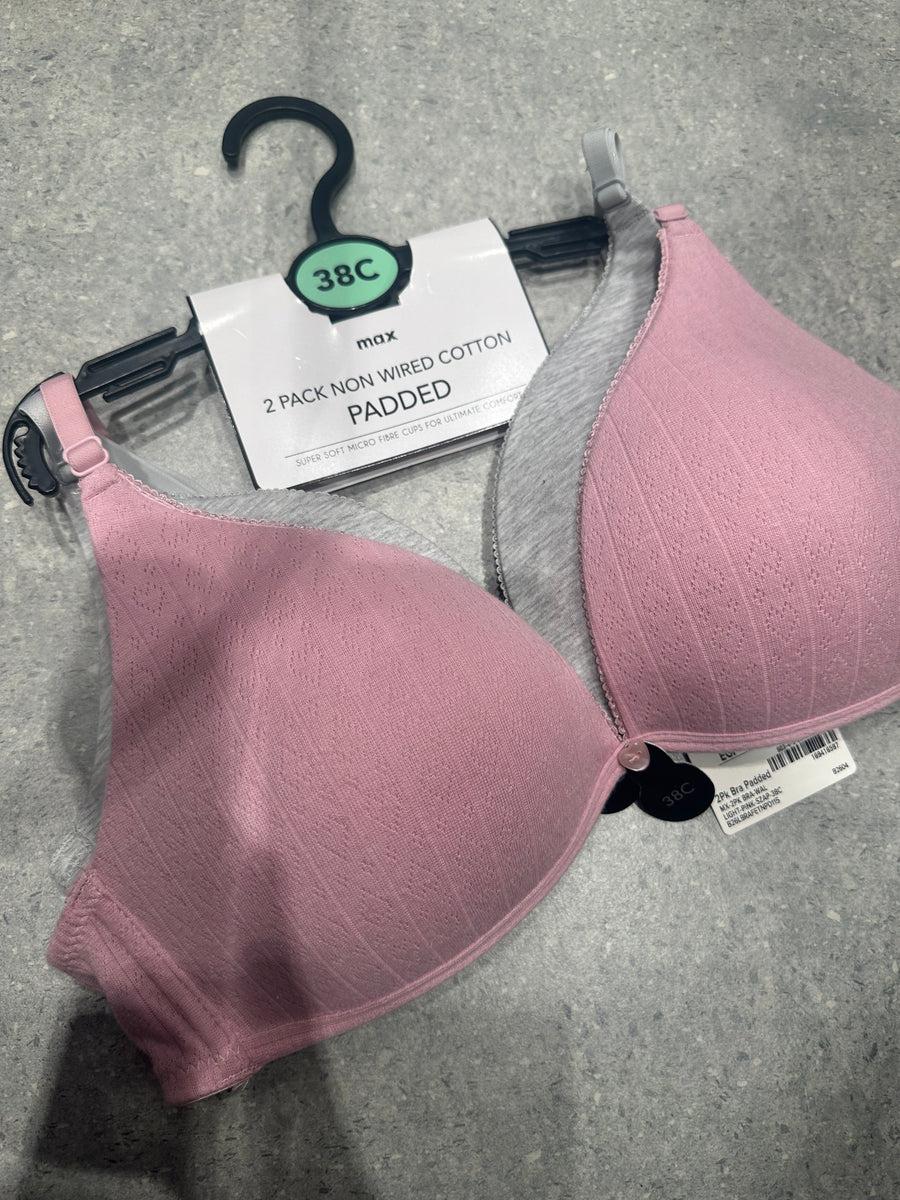 Pack of 2 - Textured Pointelle Padded A-frame Bra