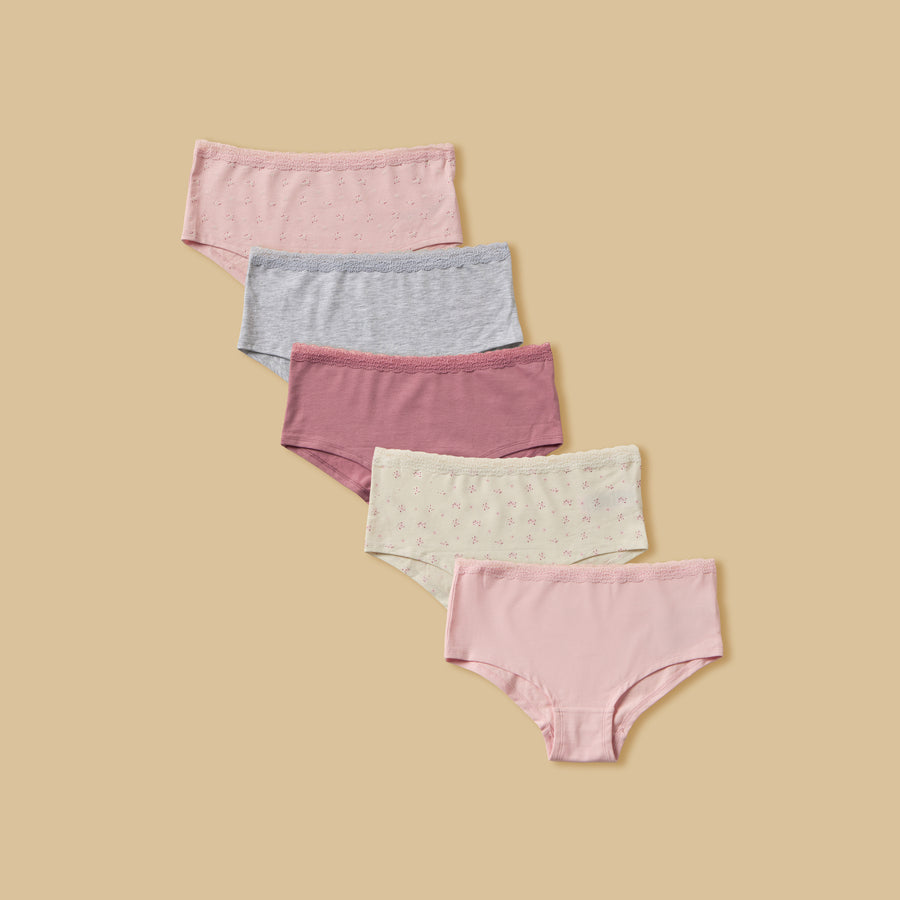 Pack of 5 - Lace Trim Hipster Briefs