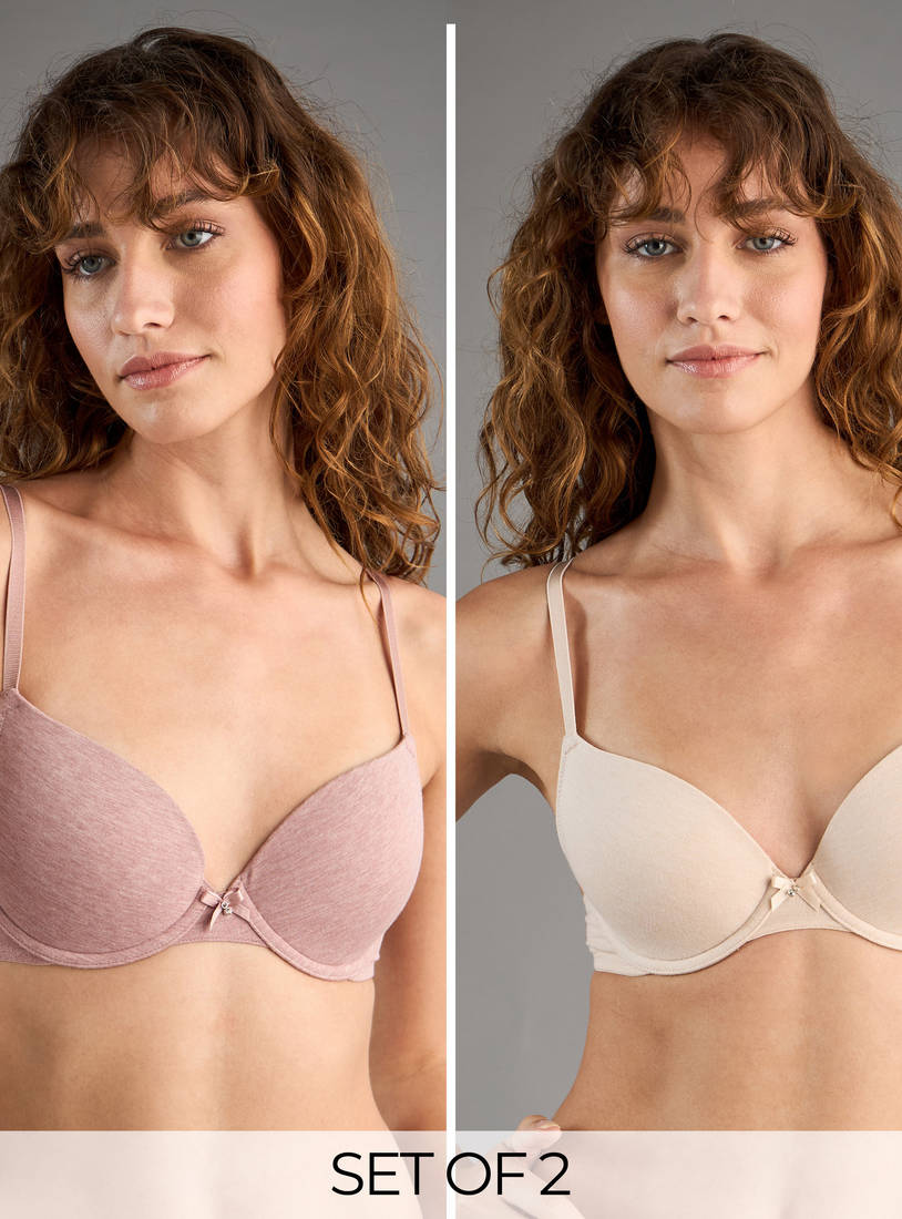 Pack of 2 - Cotton Plain Plunge Bra