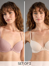 Pack of 2 - Cotton Plain Plunge Bra