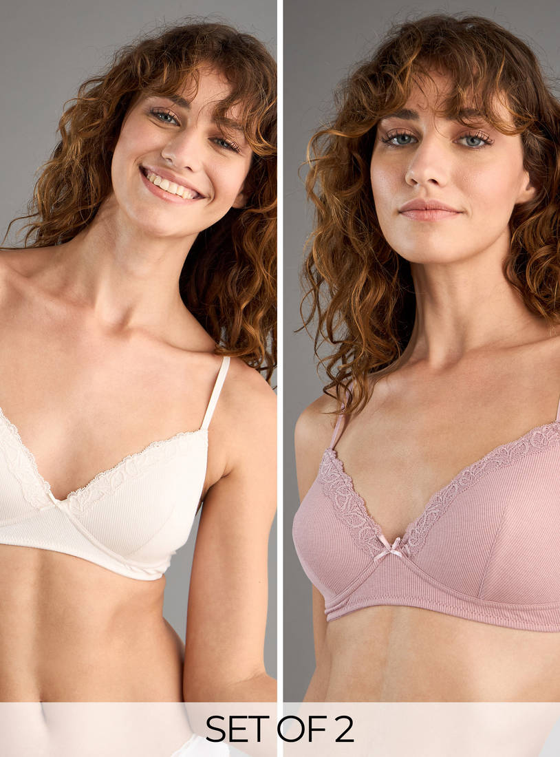 Pack of 2 - Ribbed Padded A-Frame Bra