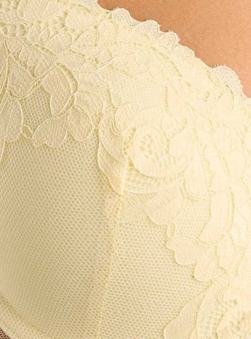 Pack of 2 - Flower Lace Plunge Bra with Hook and Loop Closure