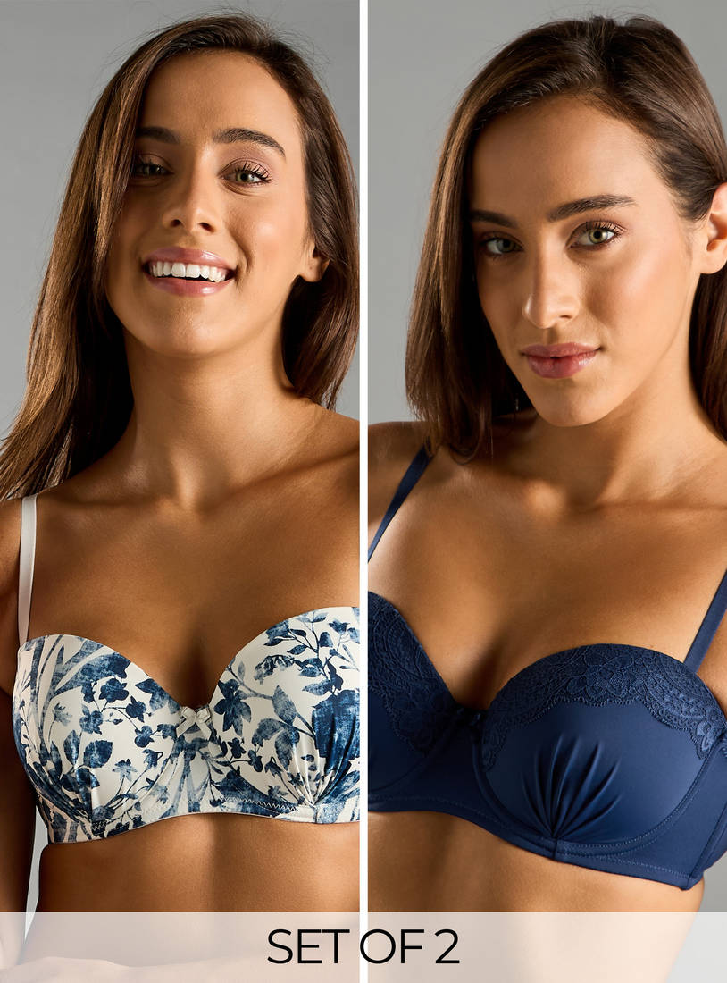Pack of 2 - Assorted Microfiber Wired Balconette Bra