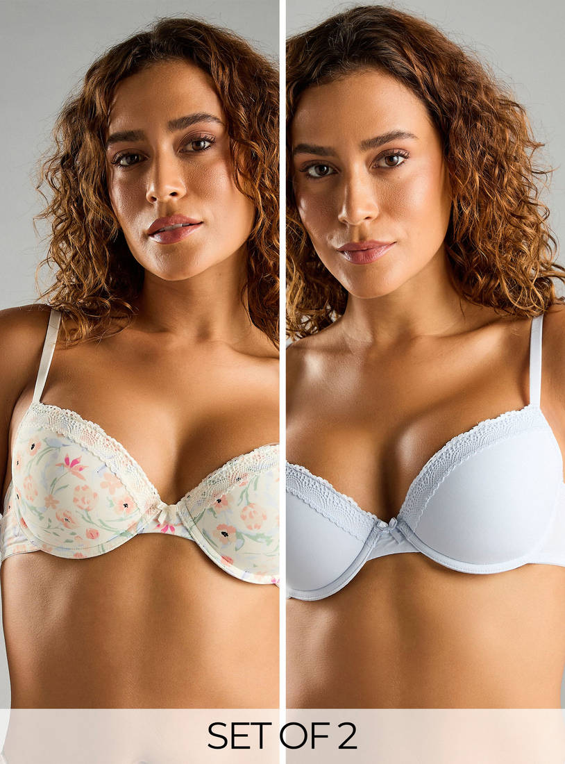 Pack of Two -  Wired Demi Bra with Light Pad
