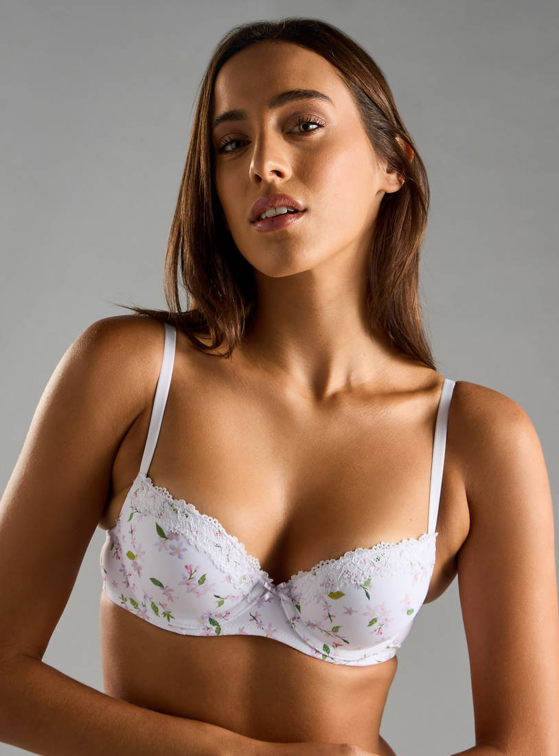 Floral Print Microfibre Demi Bra