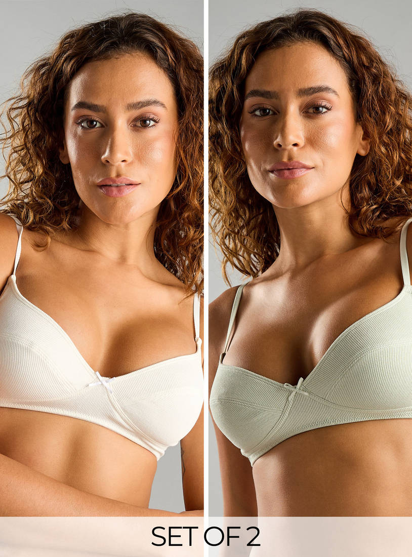 Pack of 2 - Ribbed cotton Non-Padded Non-Wired