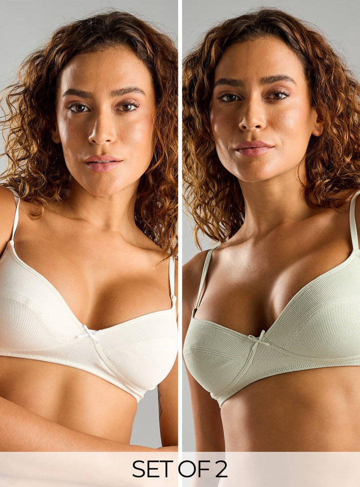 Pack of 2 - Ribbed cotton Non-Padded Non-Wired