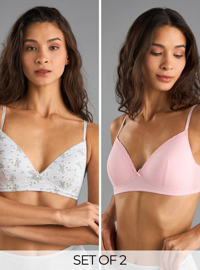 Pack of 2 - Assorted Non-Wired A-Frame Bra