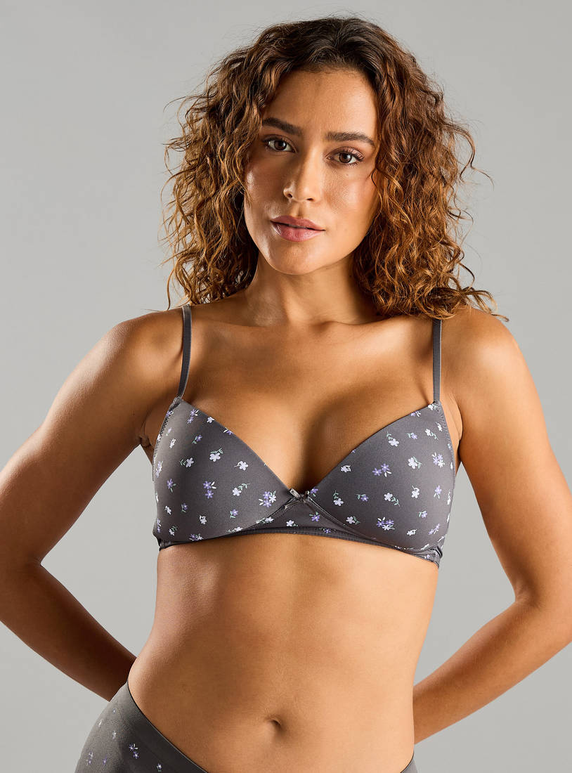 Pack of 2 - Assorted Padded Non-Wired A-frame Bra with Hook and Eye Closure