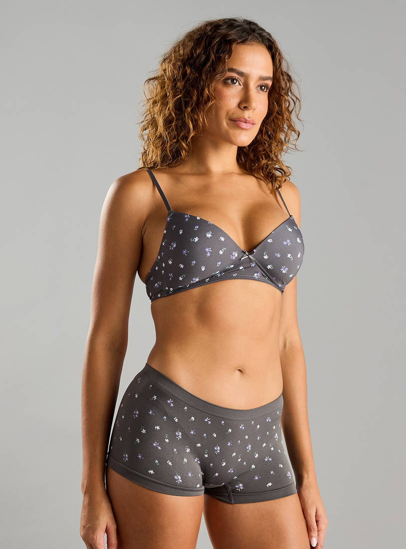 Pack of 2 - Assorted Padded Non-Wired A-frame Bra with Hook and Eye Closure