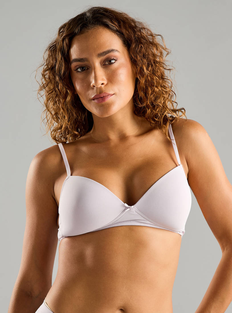 Pack of 2 - Assorted Padded Non-Wired A-frame Bra with Hook and Eye Closure