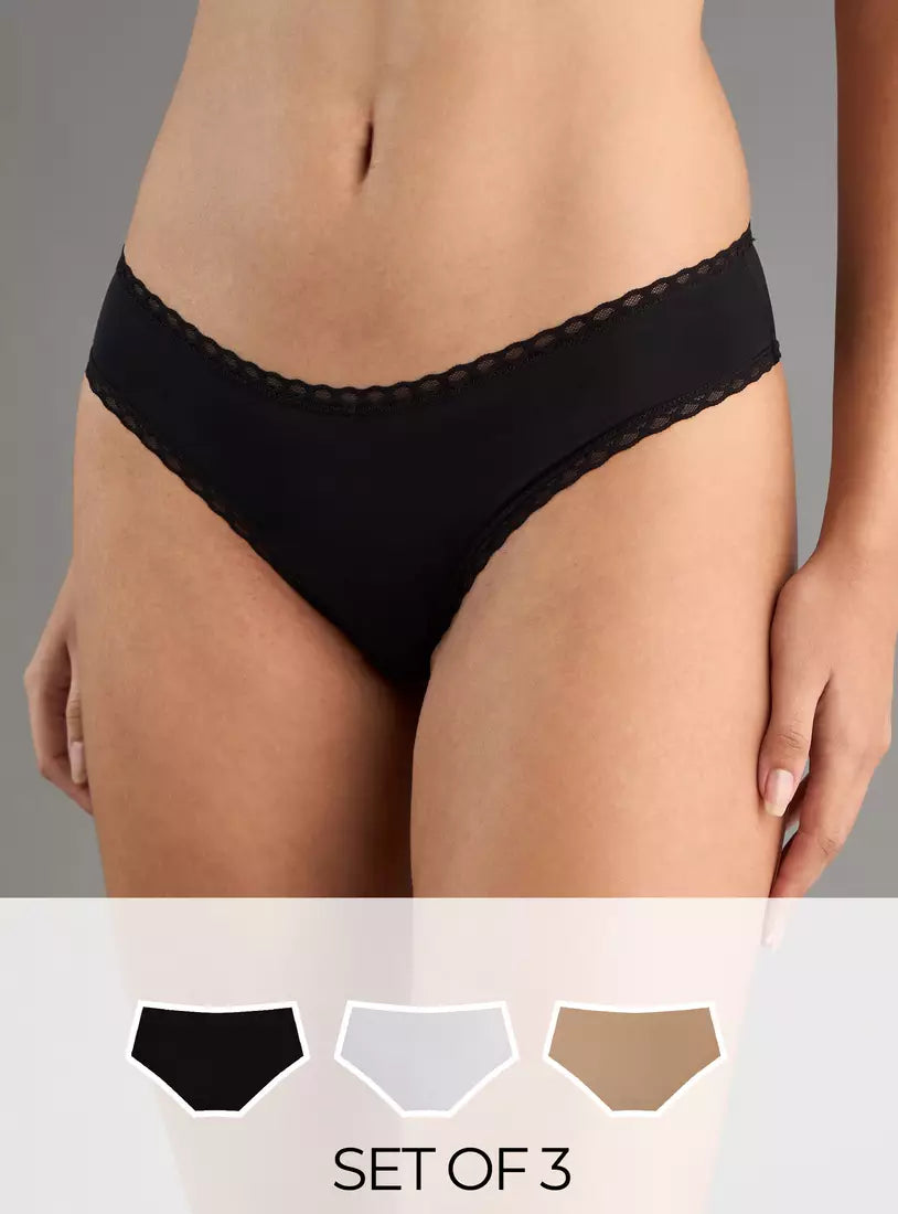 Pack of 3 - Lace Detailed Bikini Briefs