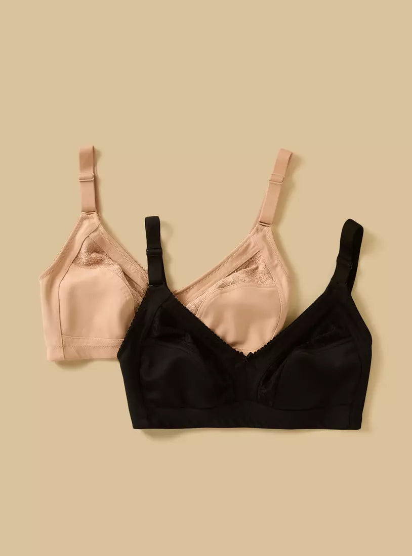 Pack of 2 - Plain Non-Padded Non-Wired Bra