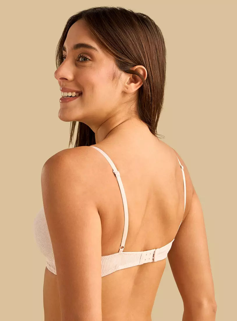Pack of 2 - Ribbed Padded Non-Wired A-frame Bra