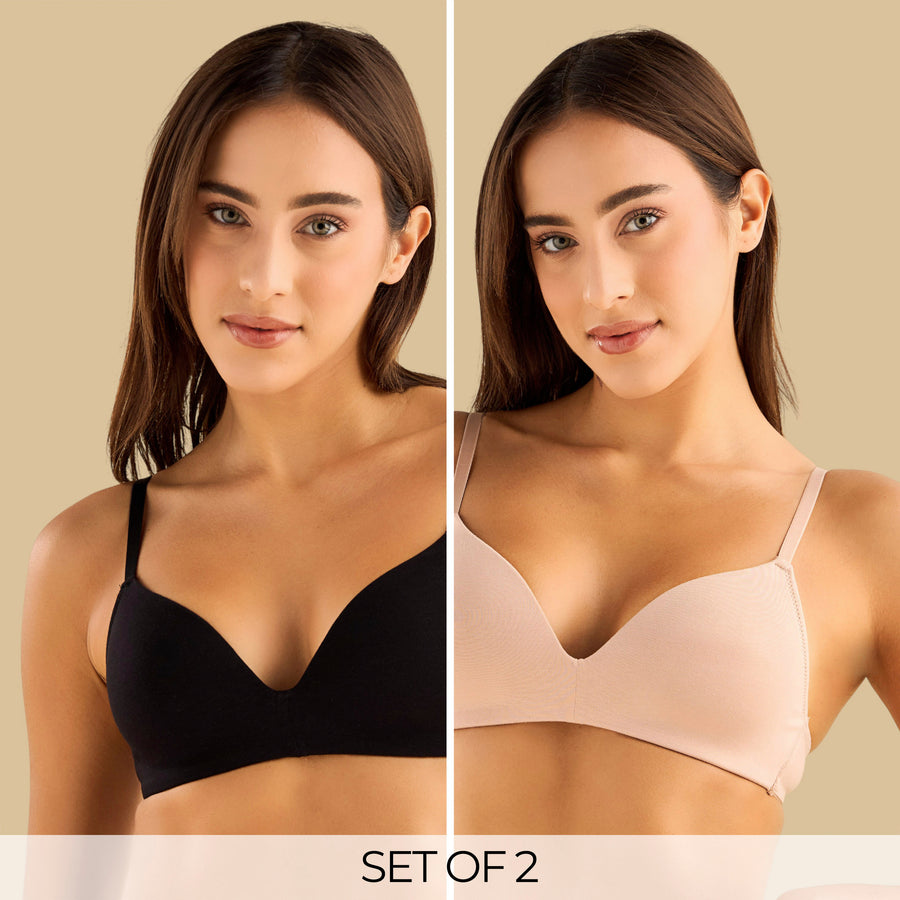 Pack of 2 - Padded Non-Wired A-frame Bra