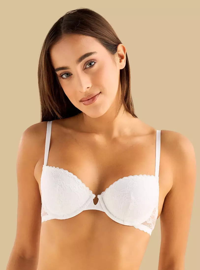 Lace Wired Demi Bra White