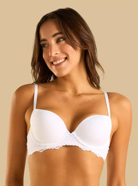 Pack of 2 - Lace Trim Push-Up Wired Demi Bra