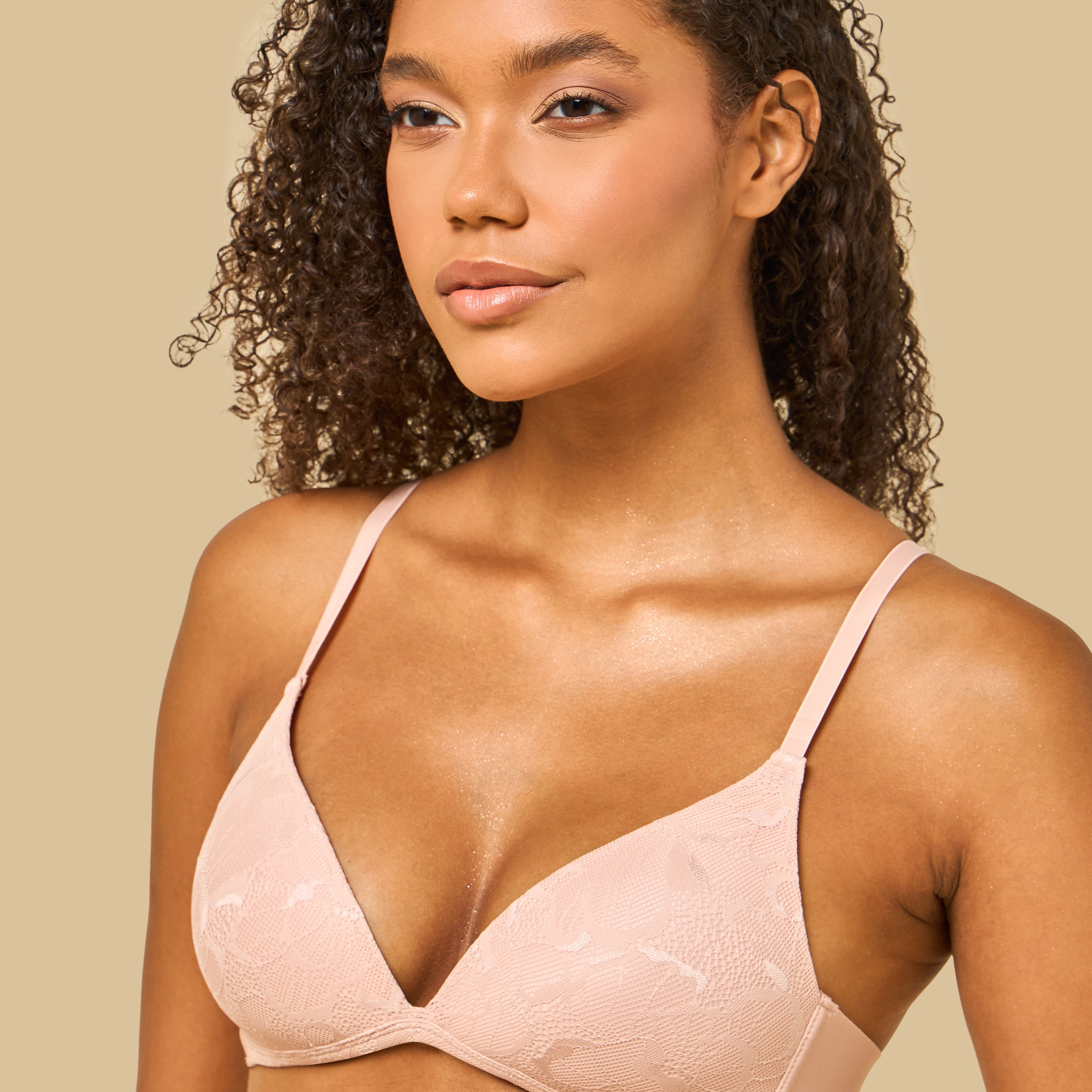 Floral Lace Padded Non-Wired A-frame Bra