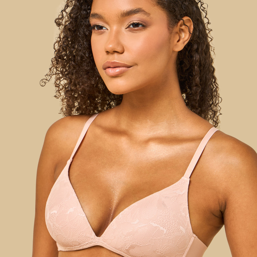 Floral Lace Padded Non-Wired A-frame Bra