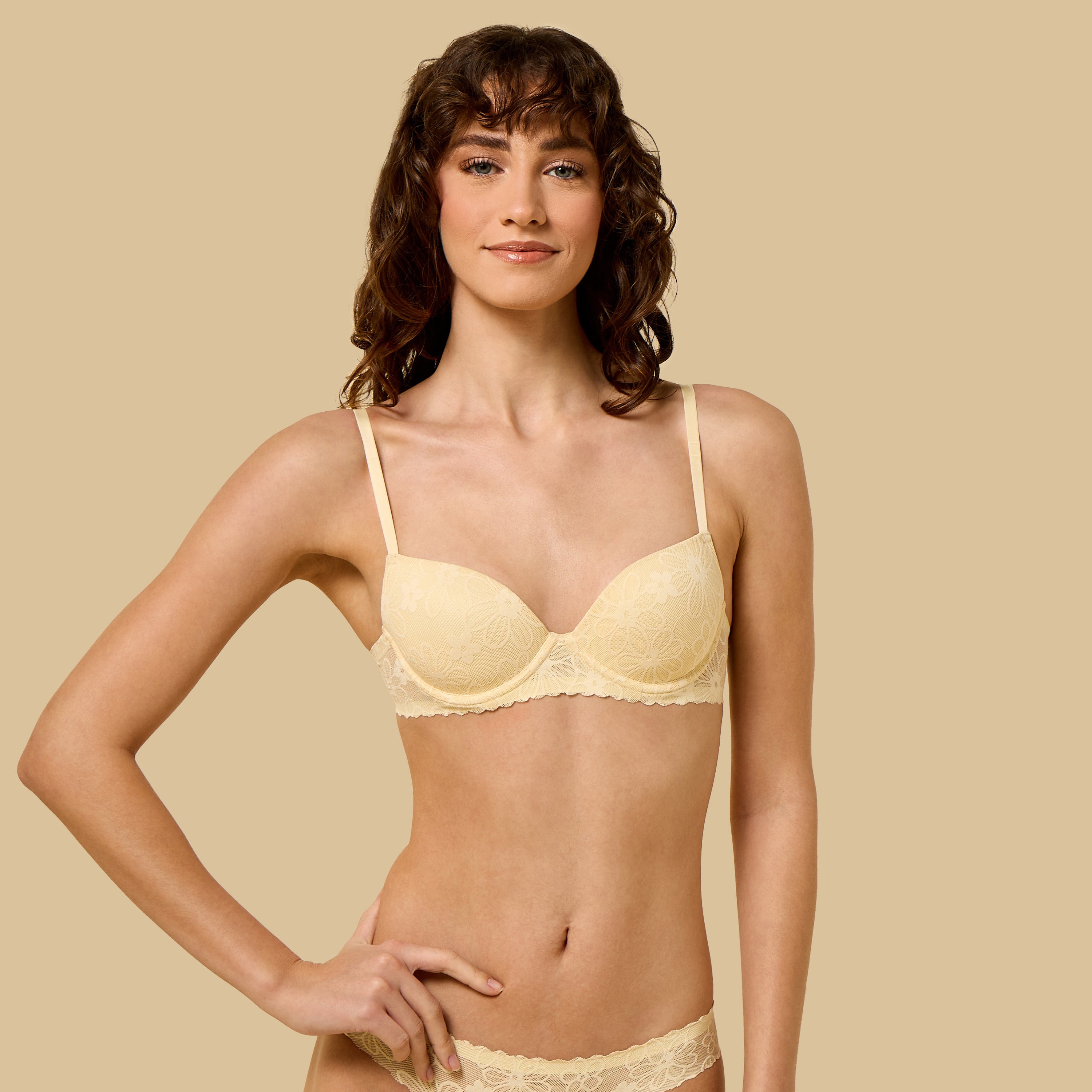 Floral Lace Push-Up Demi Bra