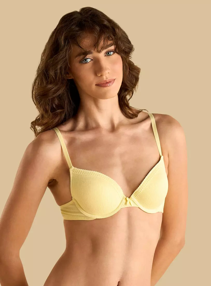Cotton Ribbed Padded Wired Plunge