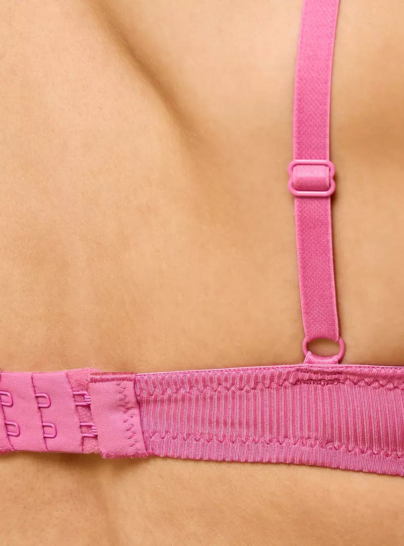 Ribbed Microfibre Padded Plunge Bra