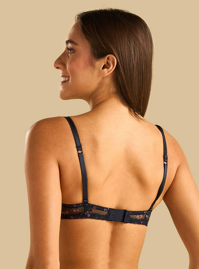 Floral Print Laced Bra