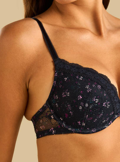 Floral Print Laced Bra