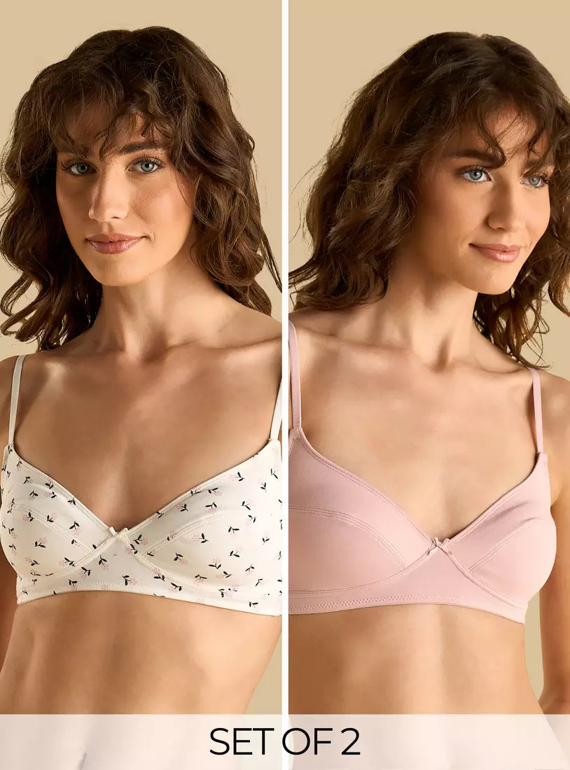 Pack of 2-Cotton Single Hook Summer Bra