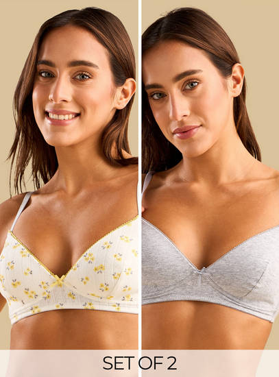 Pack of 2 -Cotton  Padded Non-Wired A-frame Bra