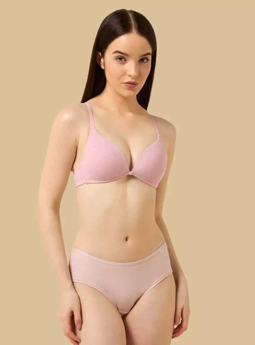 Pack of 2 - Textured Pointelle Padded A-frame Bra