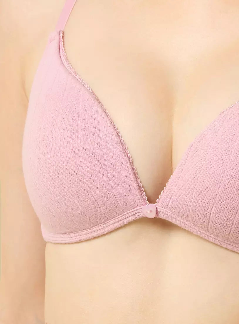 Pack of 2 - Textured Pointelle Padded A-frame Bra
