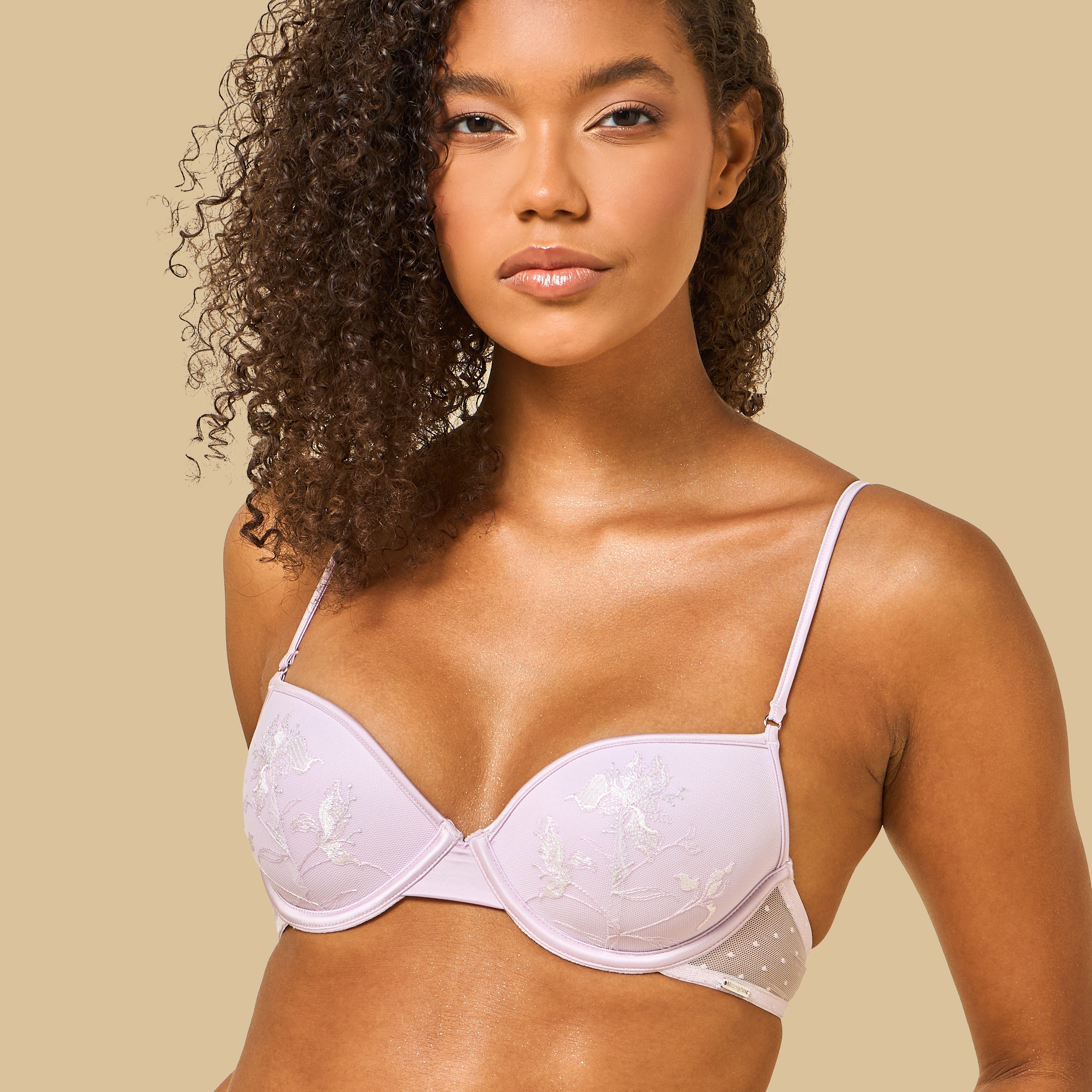Floral Embroidered Push-Up Demi Bra