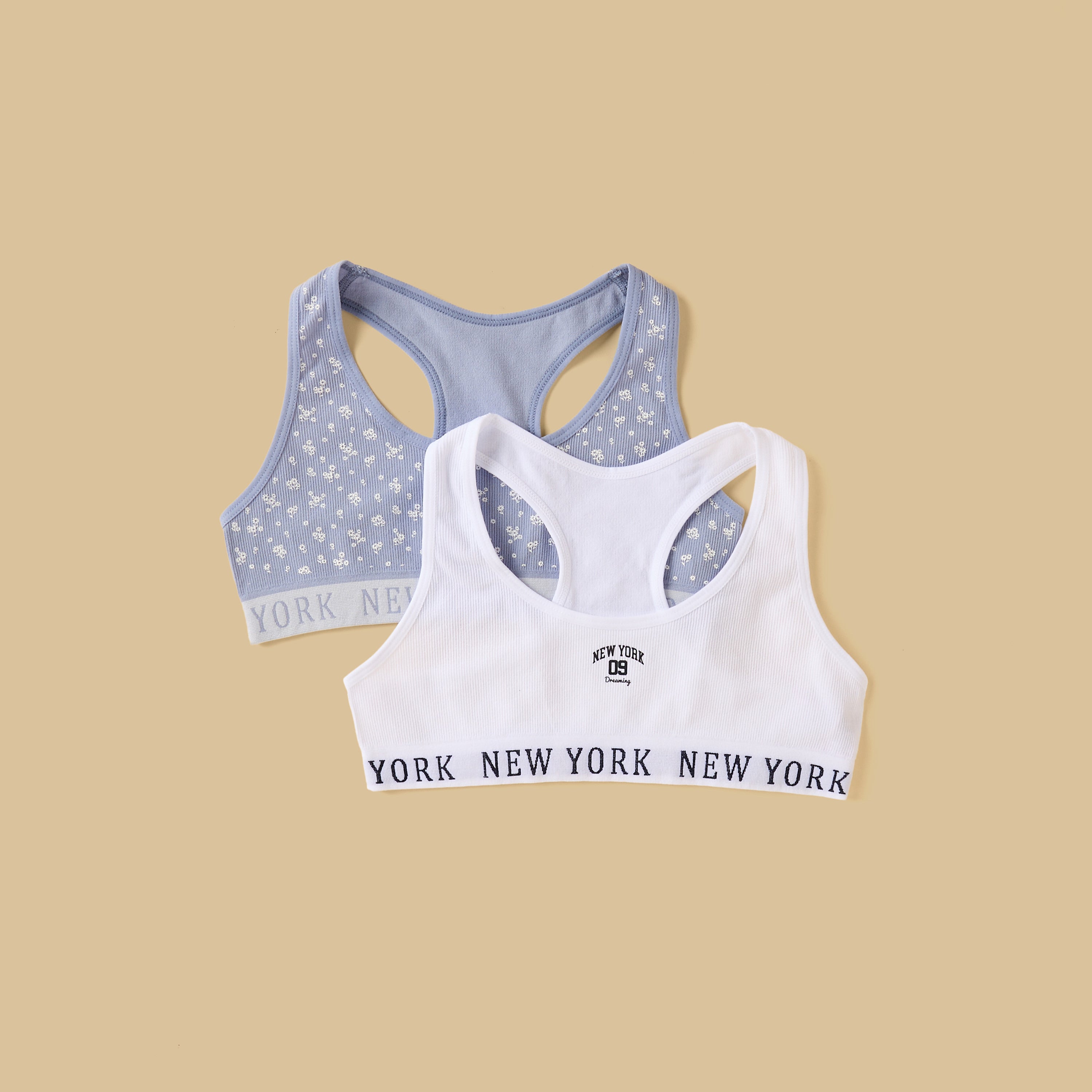Pack of 2 - Varsity Print Racerback Trainer Bra