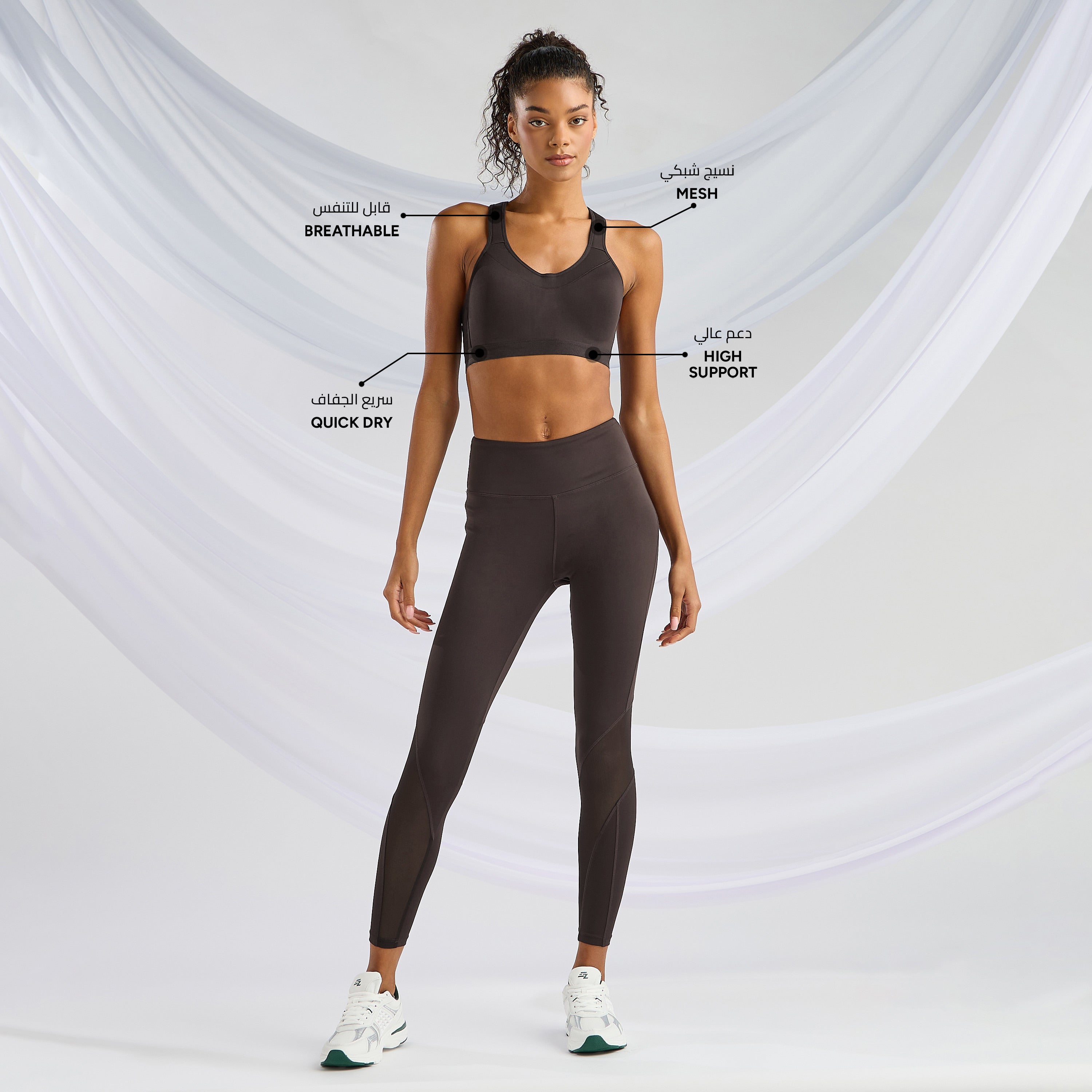 Mesh Panel High Support Sports Bra